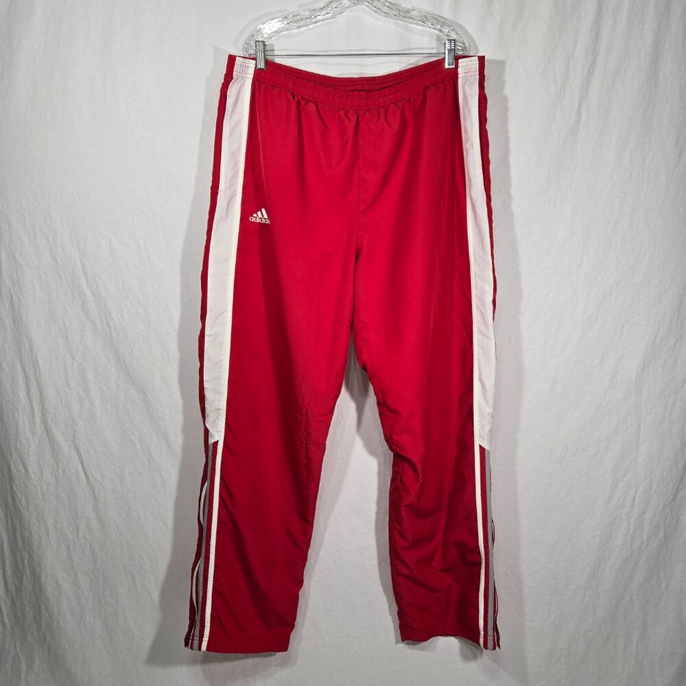Vintage ADIDAS Y2K 2004 Blokecore RED Clima Proof Ankle Zip Track Pants Size XL.